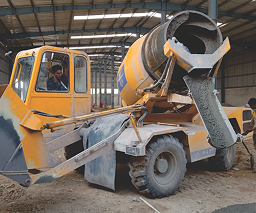concrete mixer with 270 degree drum rotation